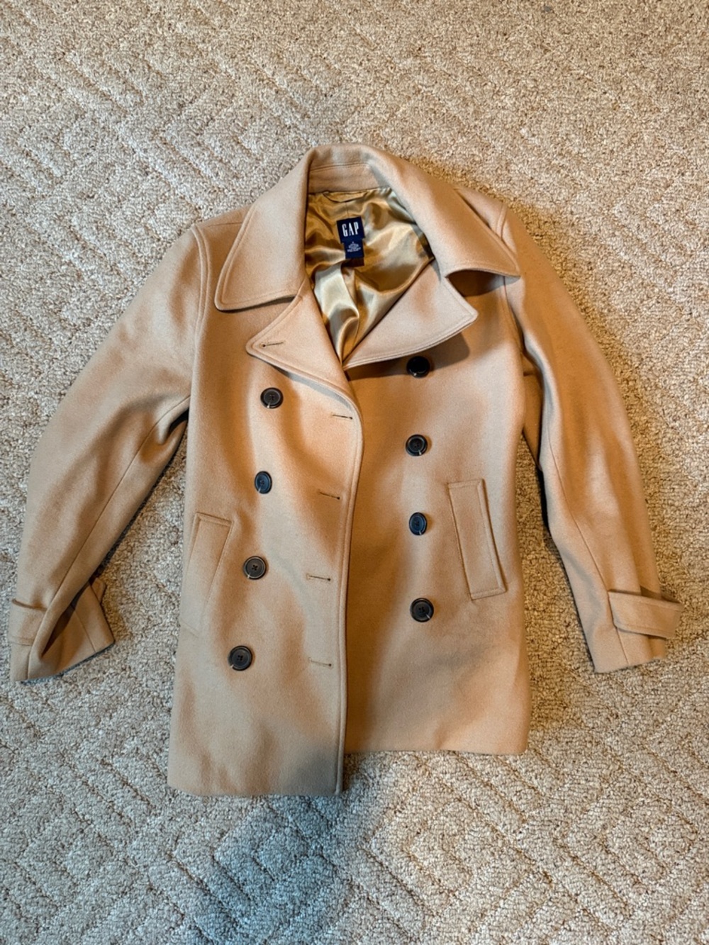 GAP Women's Double-Breasted Camel Peacoat small